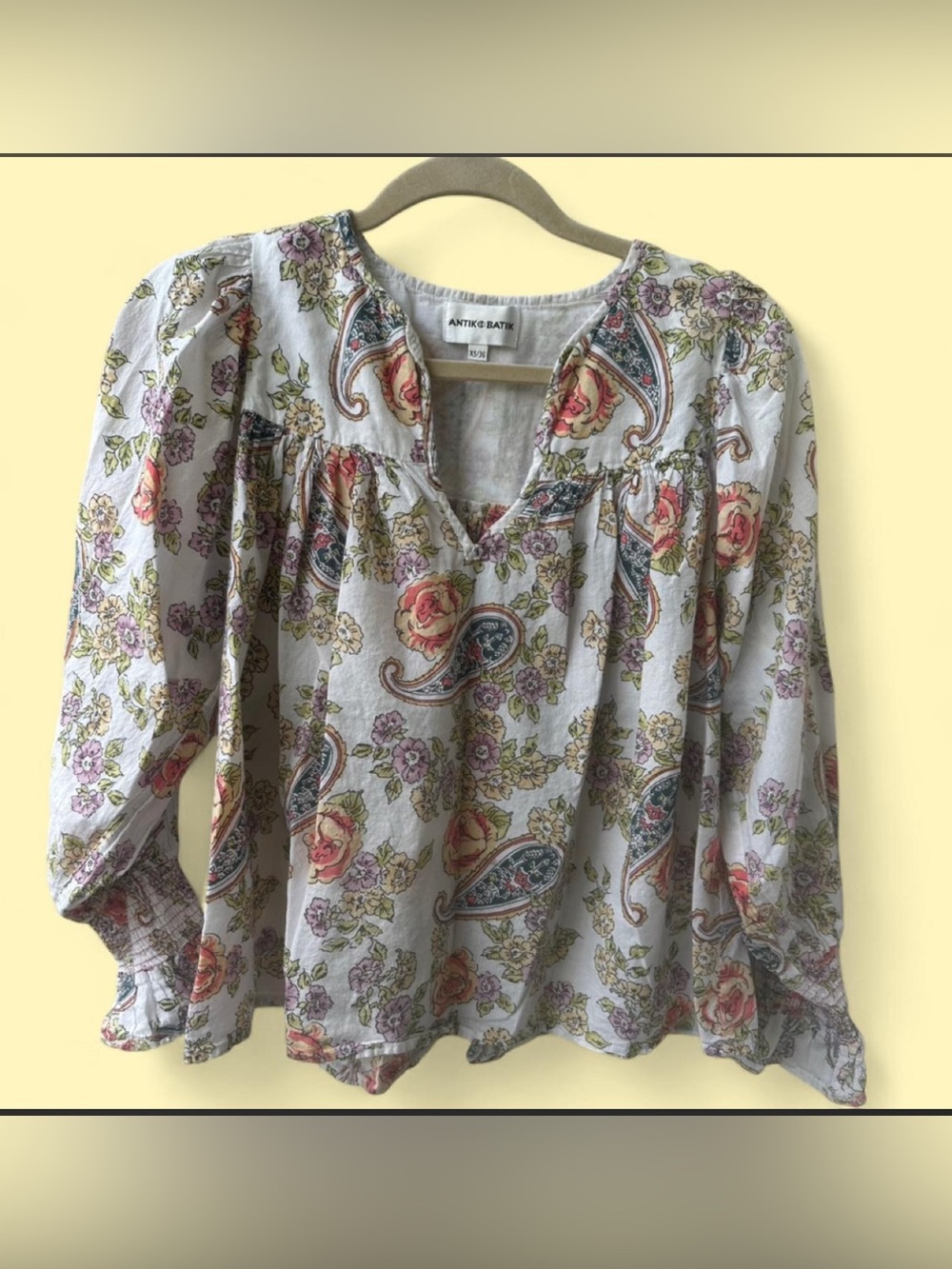 Antik Batik Women’s Floral Paisley Blouse Size XS